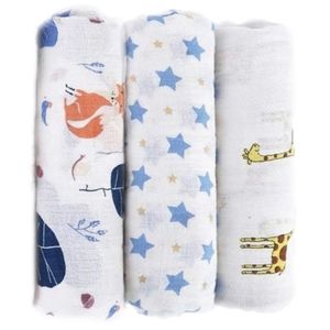 3-pack Baby Swaddles, Baby Blankets, Breathable Cotton, Cute Animal Prints